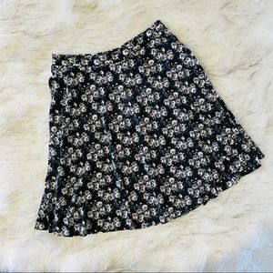 Daisy floral print wrap style layered skater mini skirt Size XS